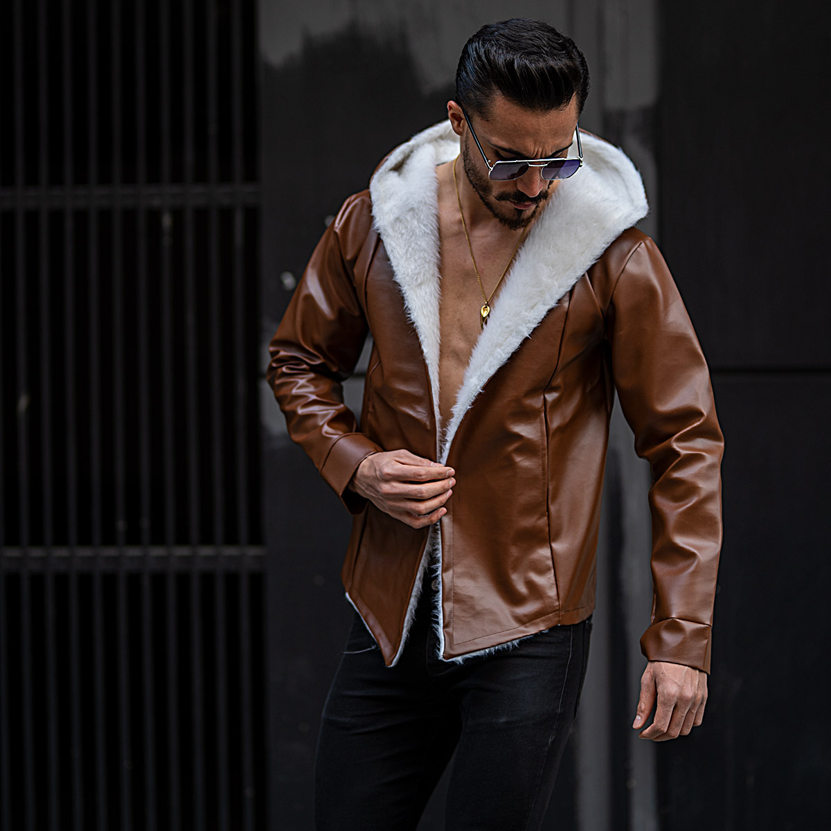 شنل چرم joly عسلی